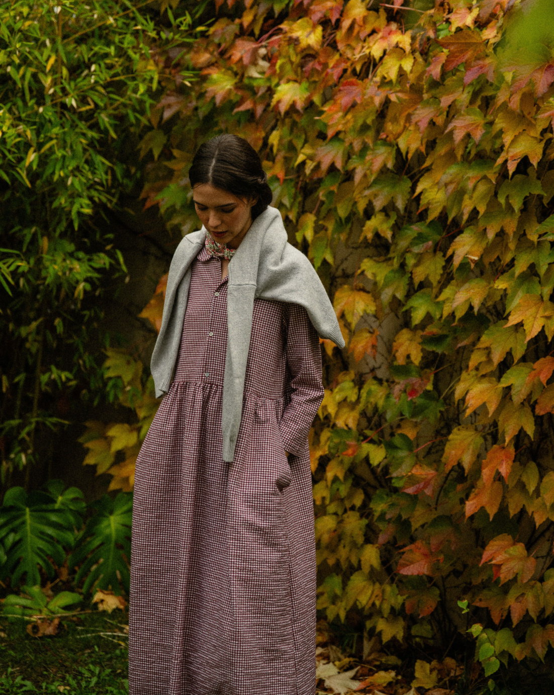 Vestido Blanche Vichy Burdeos