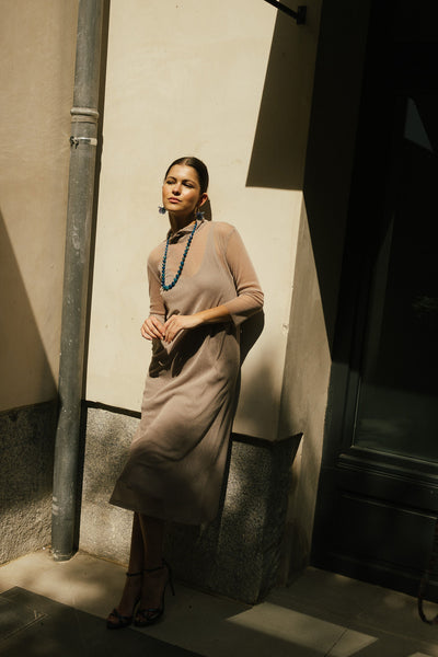 Vestido Tulle Taupe