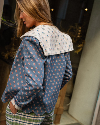 Blusa Navy Gasa Miniflor
