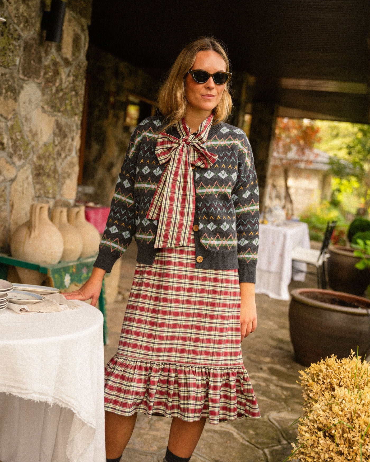 Vestido Comb Tartán Burdeos *PRE-VENTA*