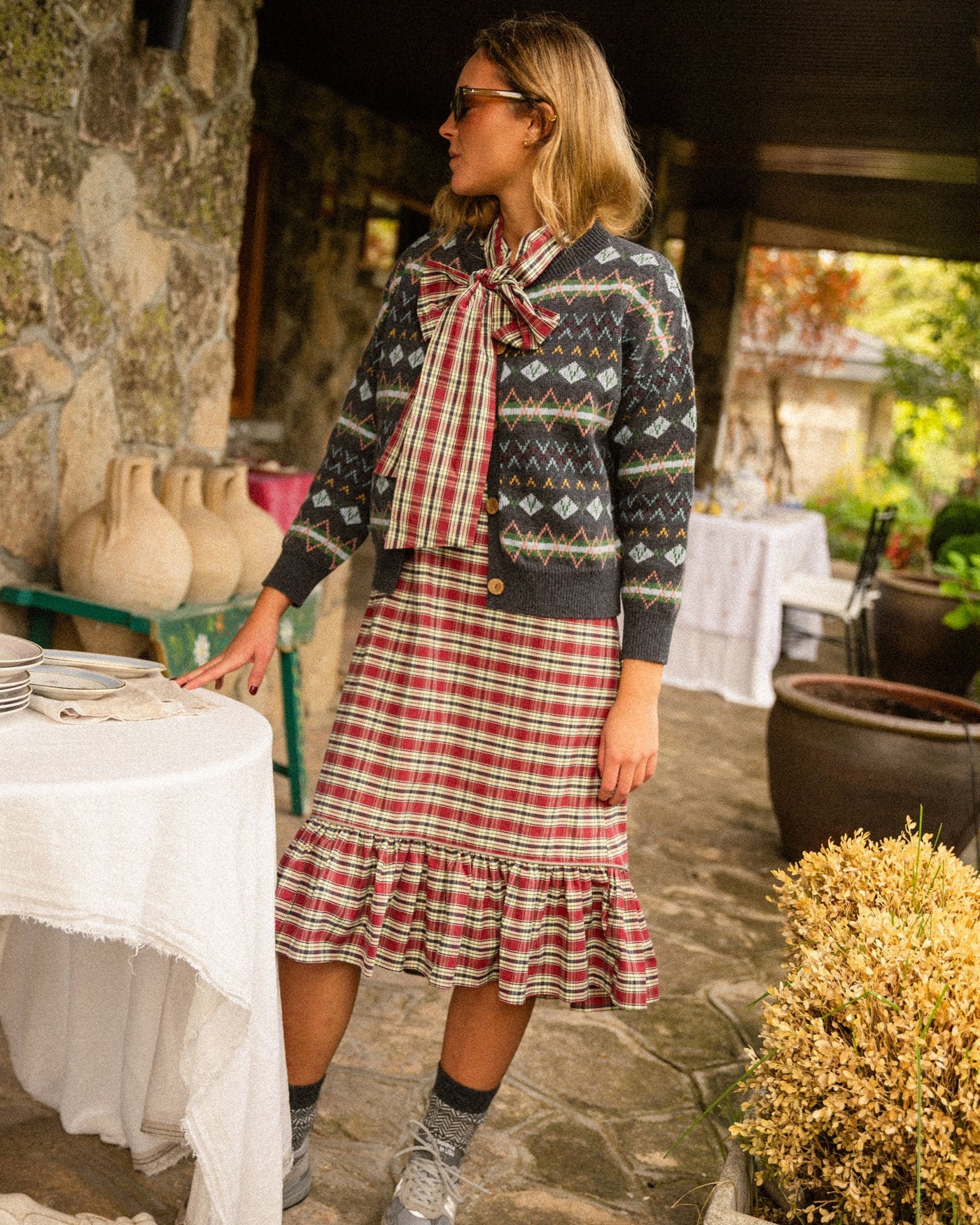 Vestido Comb Tartán Burdeos *PRE-VENTA*