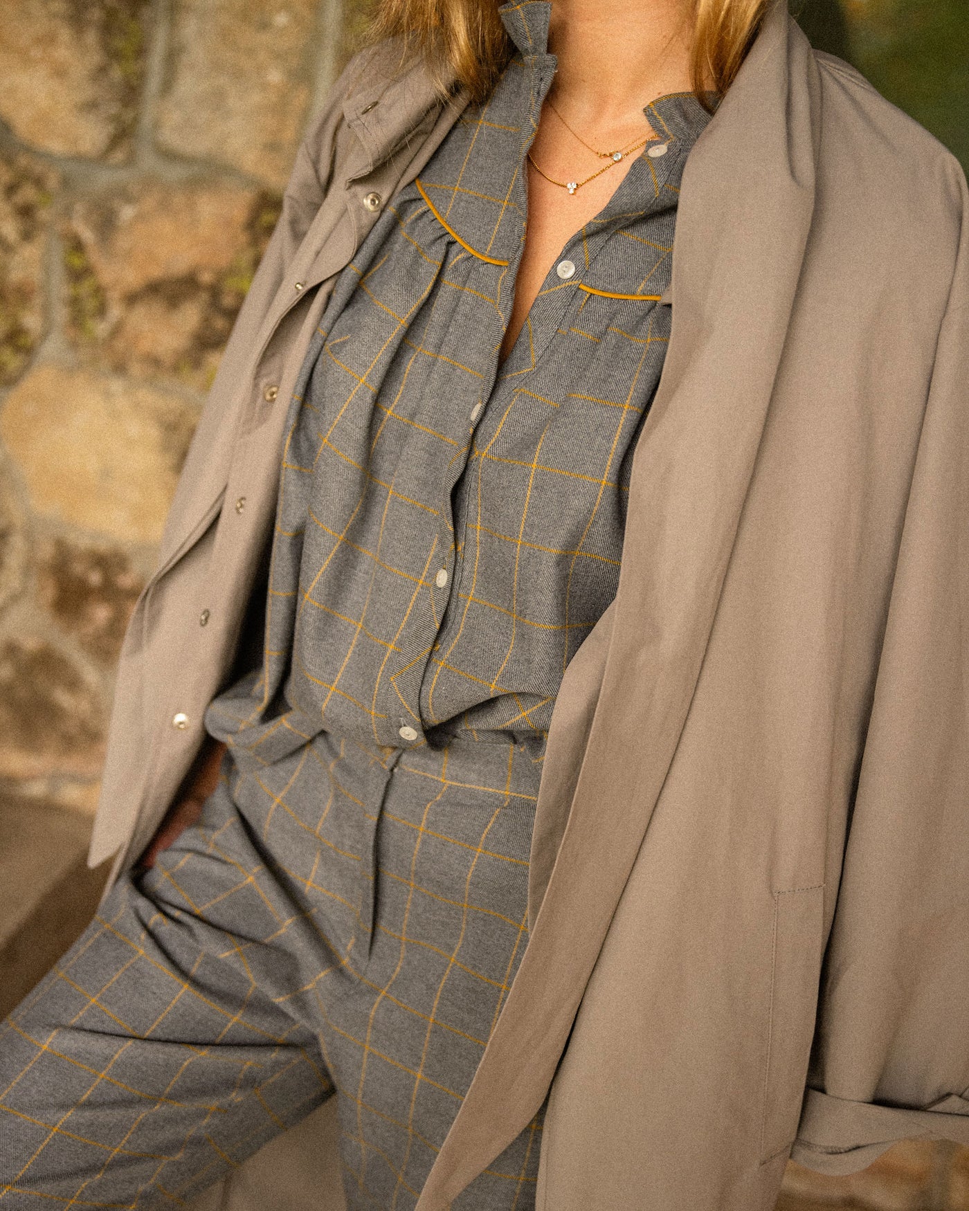 Blusa Chevalier Cuadro Mostaza *PRE-VENTA*