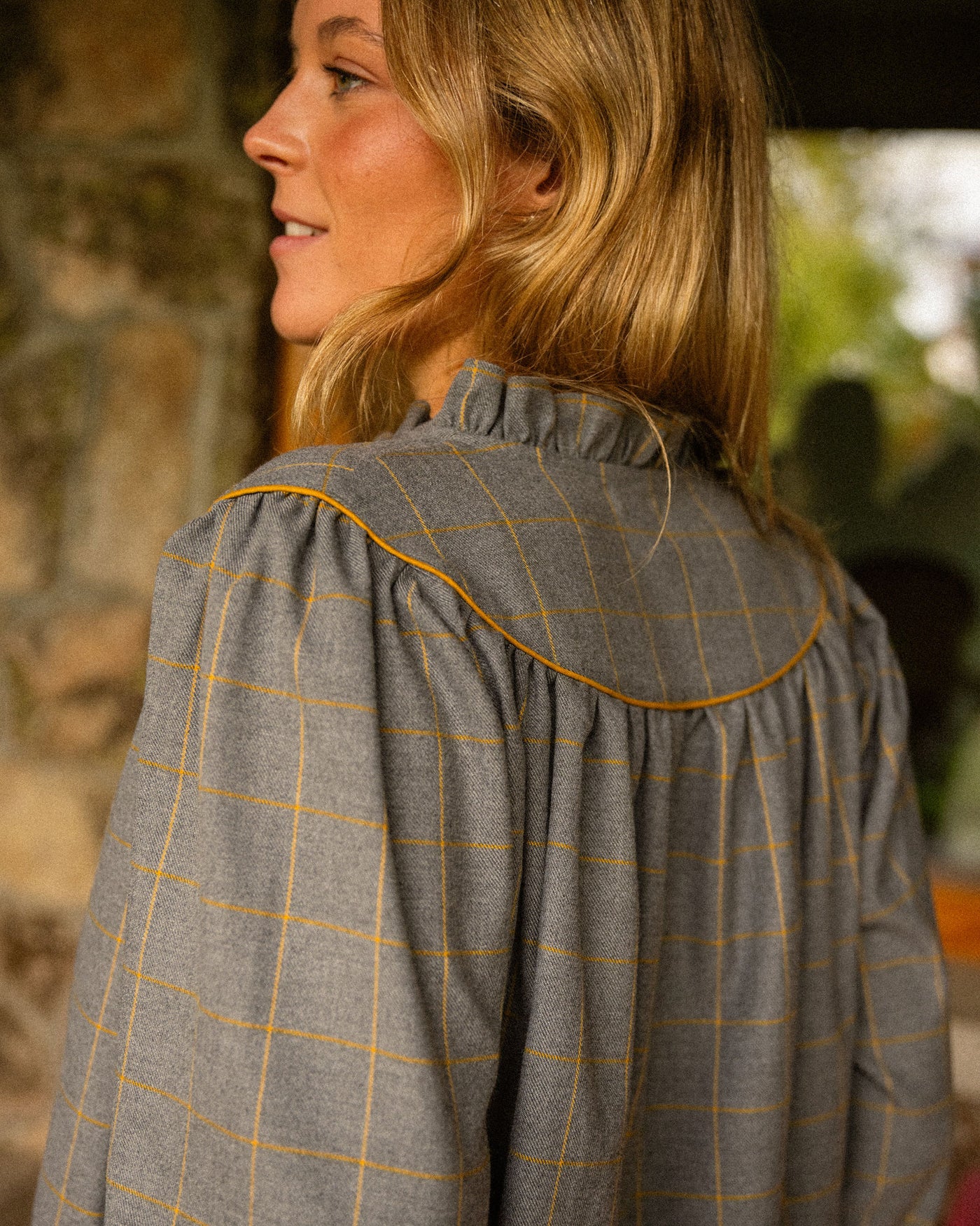 Blusa Chevalier Cuadro Mostaza *PRE-VENTA*