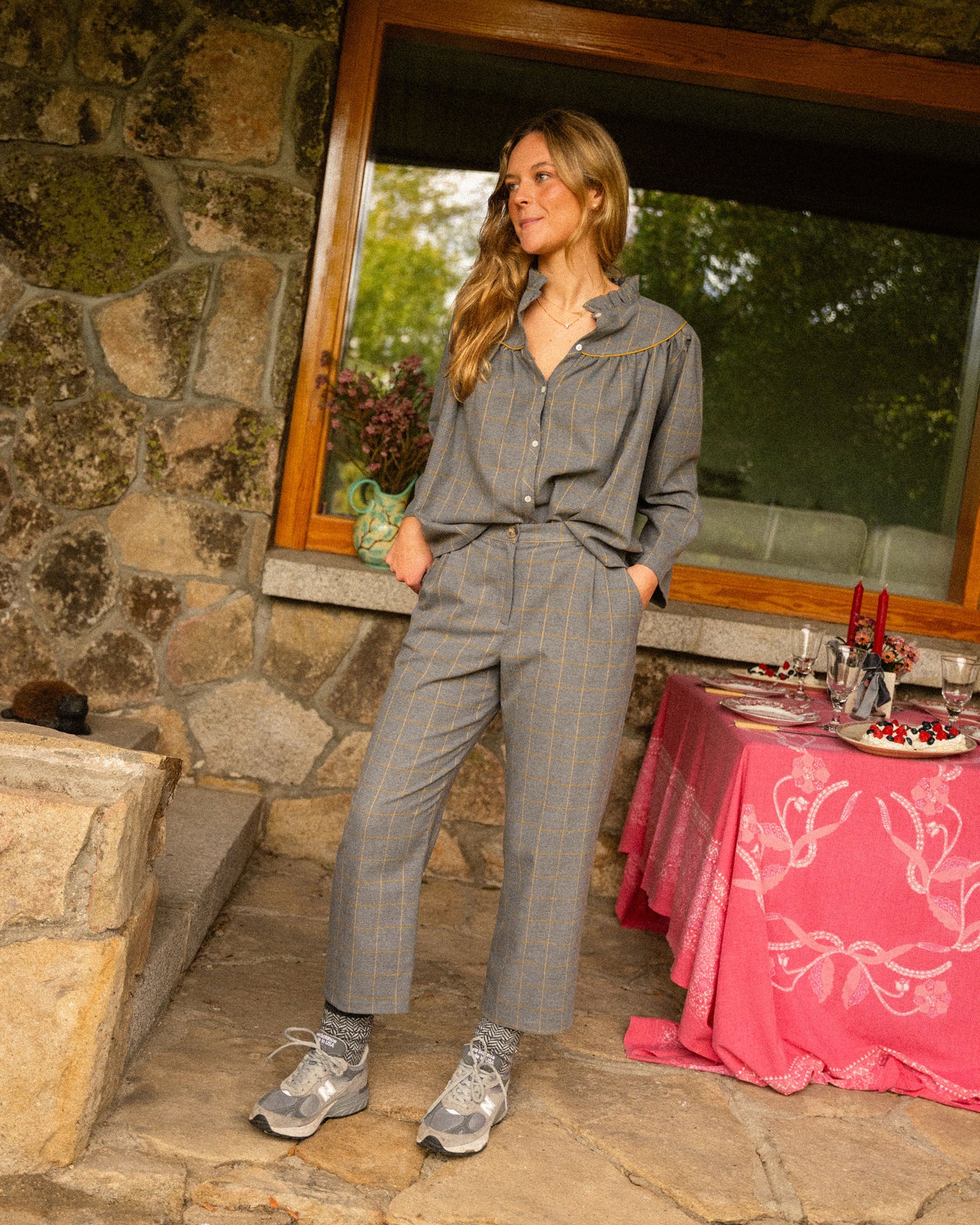 Pantalón Barón Cuadros Mostaza *PRE-VENTA*