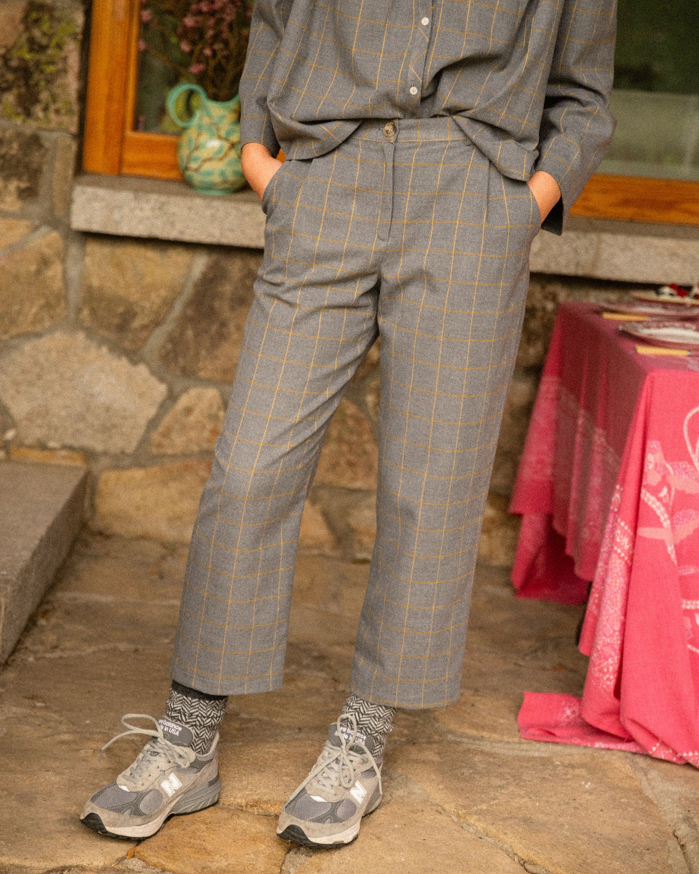 Pantalón Barón Cuadros Mostaza *PRE-VENTA*